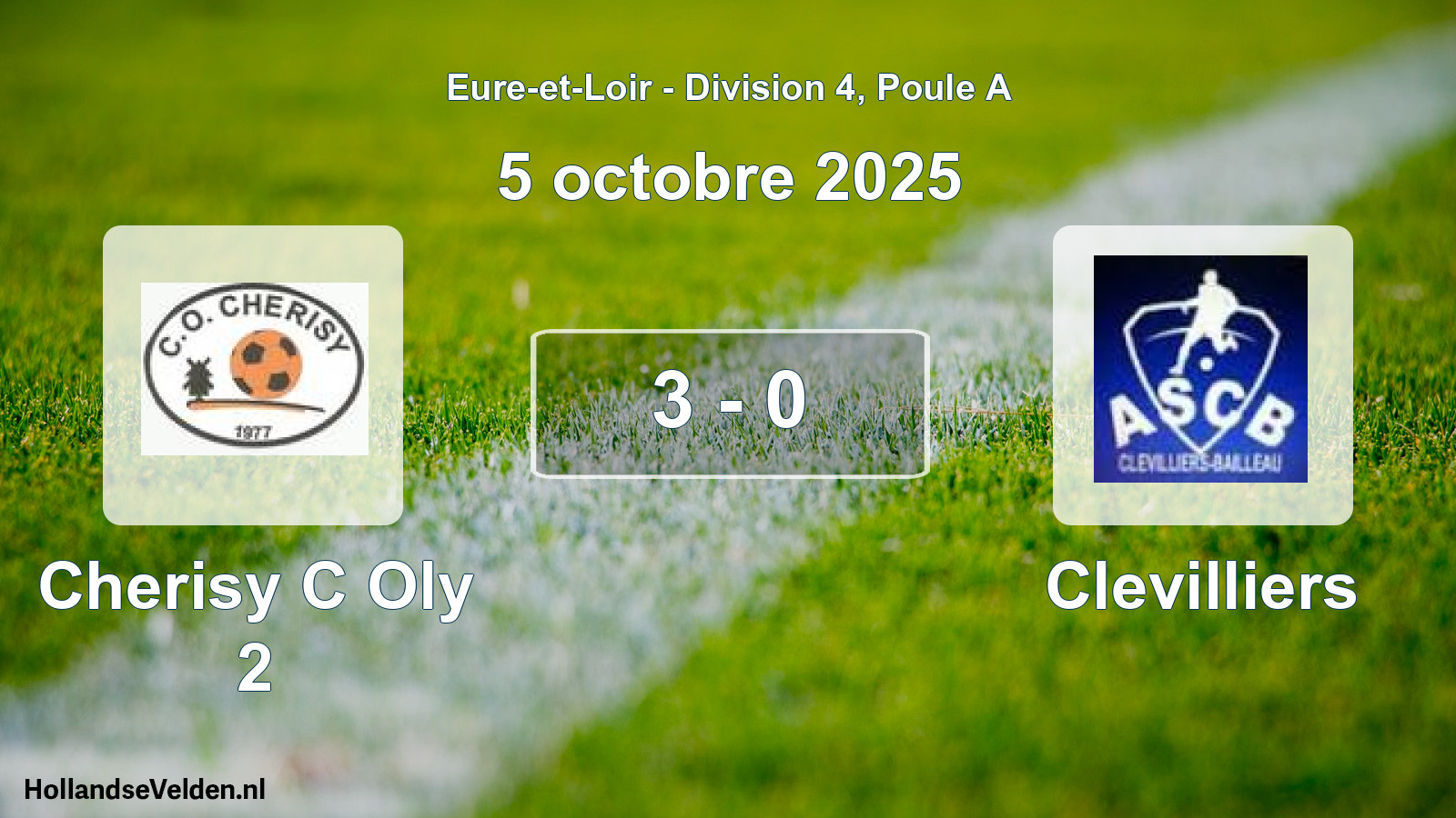 Gespeelde wedstrijd: Cherisy C Oly 2 - Clevilliers 3 - 0 (5 octobre 2025)