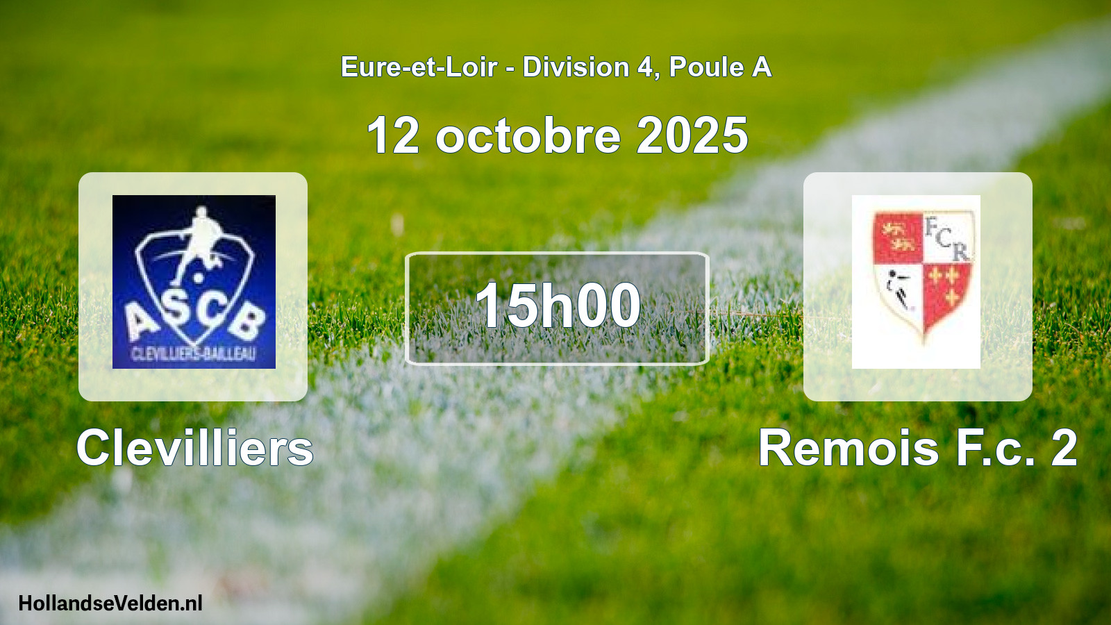 Geplande wedstrijd: Clevilliers - Remois F.c. 2 (12 octobre 2025)