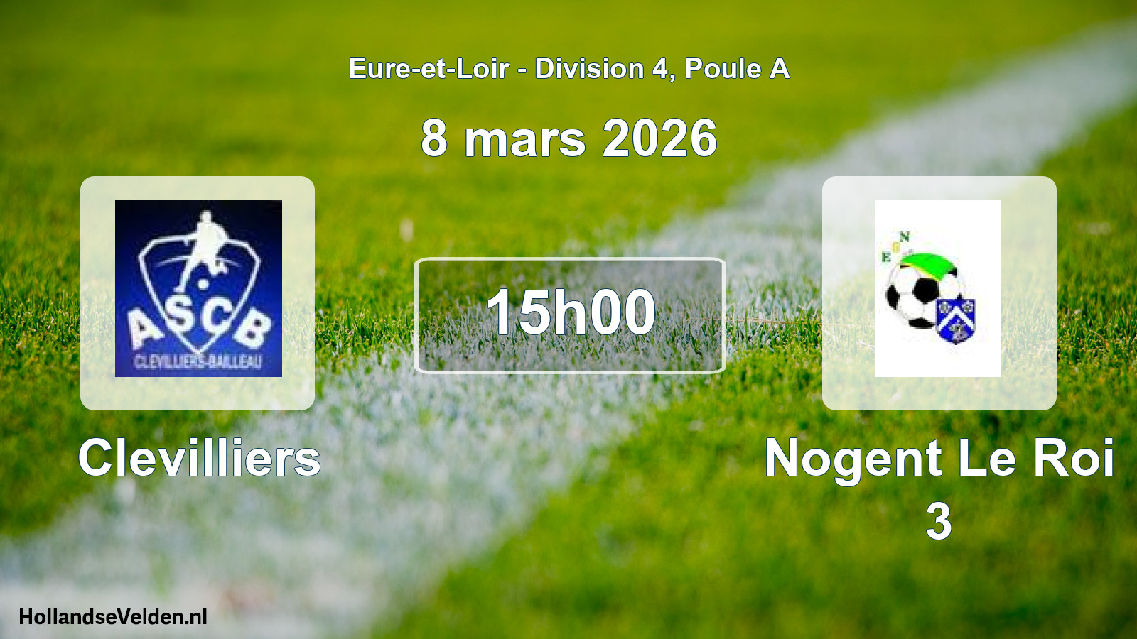 Geplande wedstrijd: Clevilliers - Nogent Le Roi 3 (8 mars 2026)