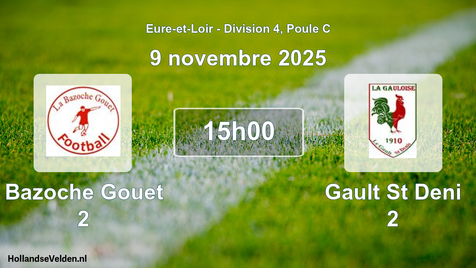 Geplande wedstrijd: Bazoche Gouet 2 - Gault St Deni 2 (9 novembre 2025)