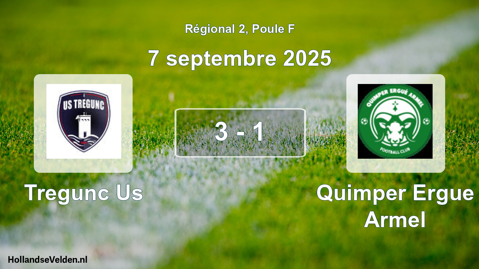 Gespeelde wedstrijd: Tregunc Us - Quimper Ergue Armel 3 - 1 (7 september 2025)
