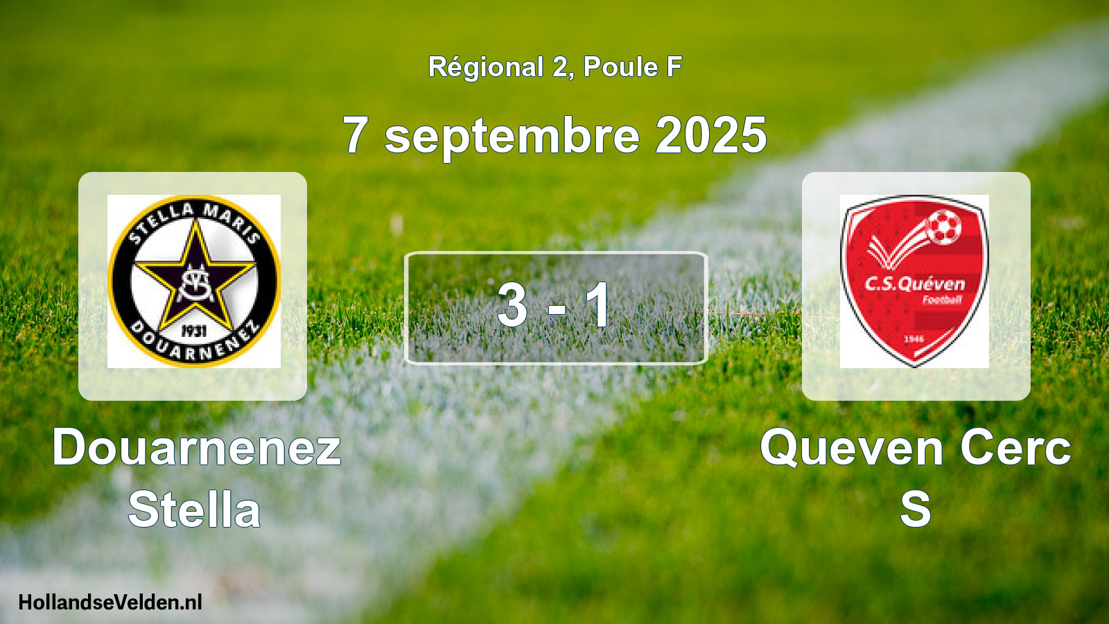 Gespeelde wedstrijd: Douarnenez Stella - Queven Cerc S 3 - 1 (7 septembre 2025)