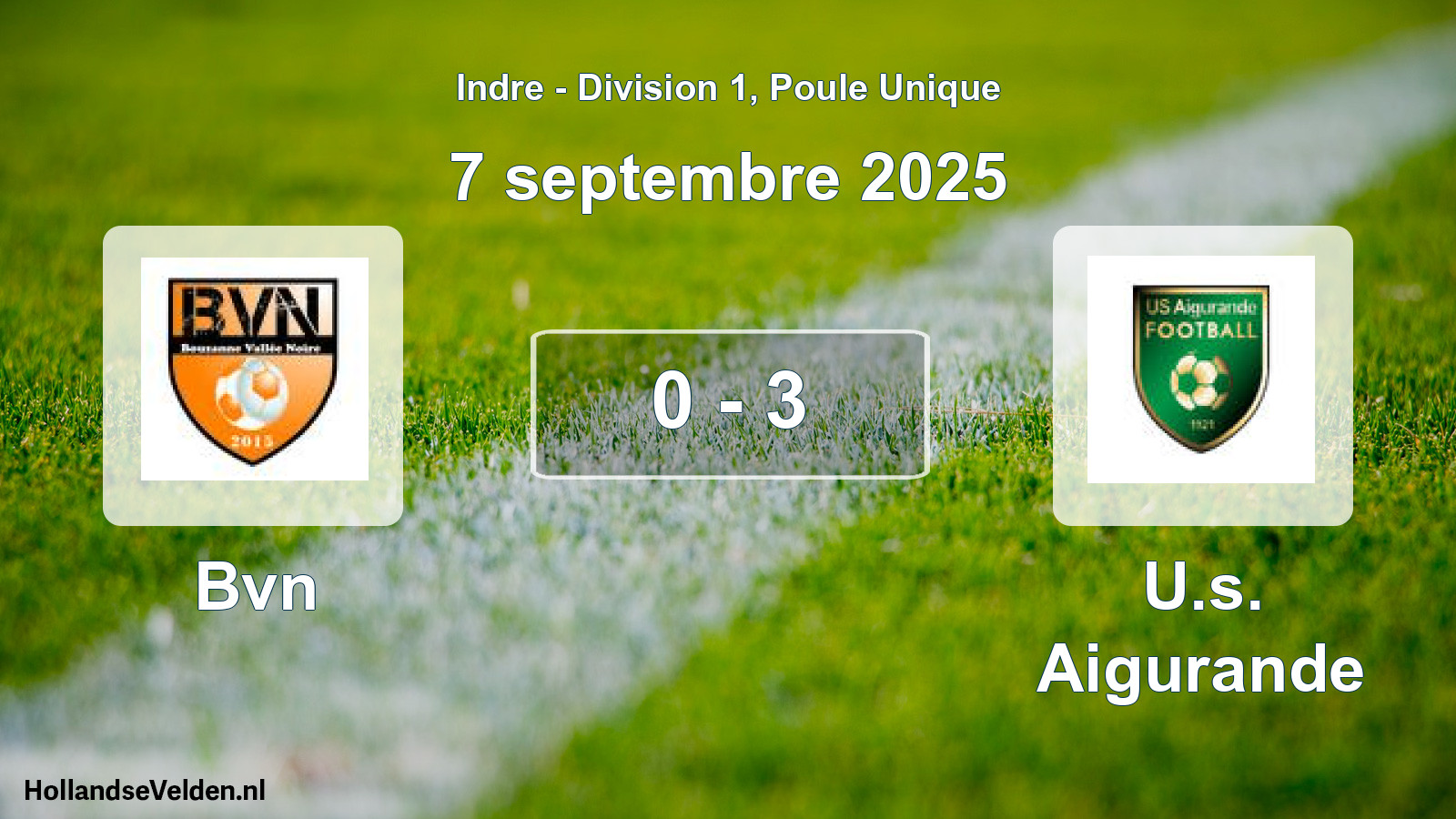 Gespeelde wedstrijd: Bvn - U.s. Aigurande 0 - 3 (7 september 2025)