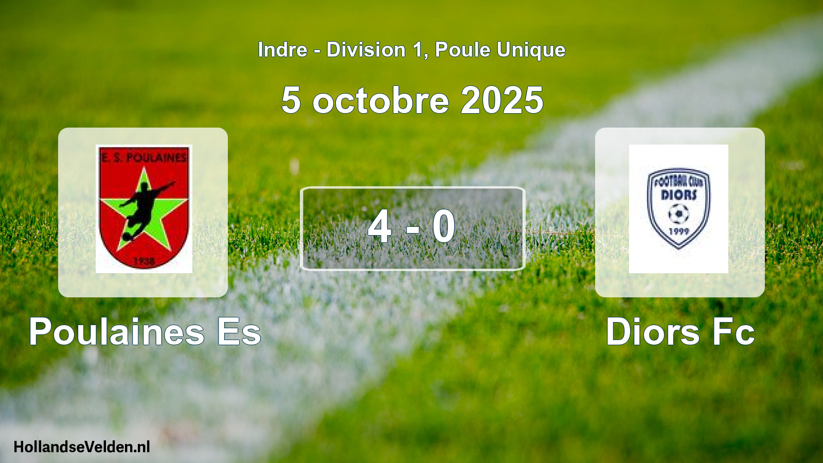 Total number of matches played: Poulaines Es - Diors Fc 4 - 0 (5 October 2025)