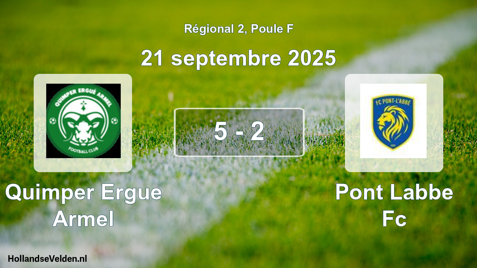 Gespeelde wedstrijd: Quimper Ergue Armel - Pont Labbe Fc 5 - 2 (21 septembre 2025)