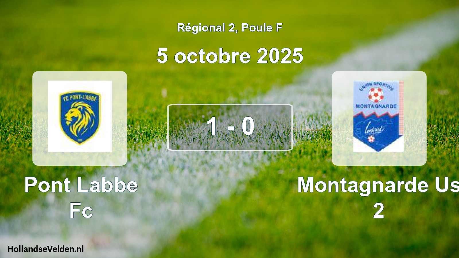 Gespeelde wedstrijd: Pont Labbe Fc - Montagnarde Us 2 1 - 0 (5 octobre 2025)