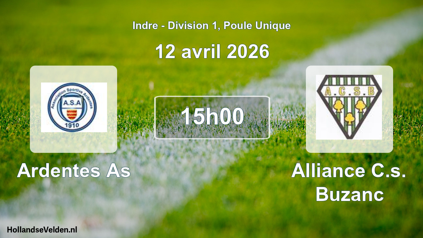 Geplande wedstrijd: Ardentes As - Alliance C.s. Buzanc (12 april 2026)