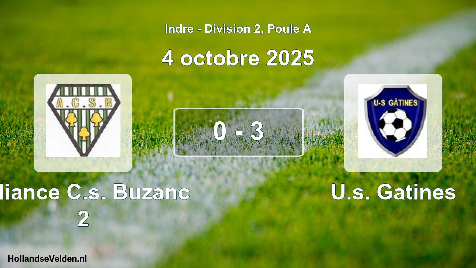 Gespeelde wedstrijd: Alliance C.s. Buzanc 2 - U.s. Gatines 0 - 3 (4 oktober 2025)