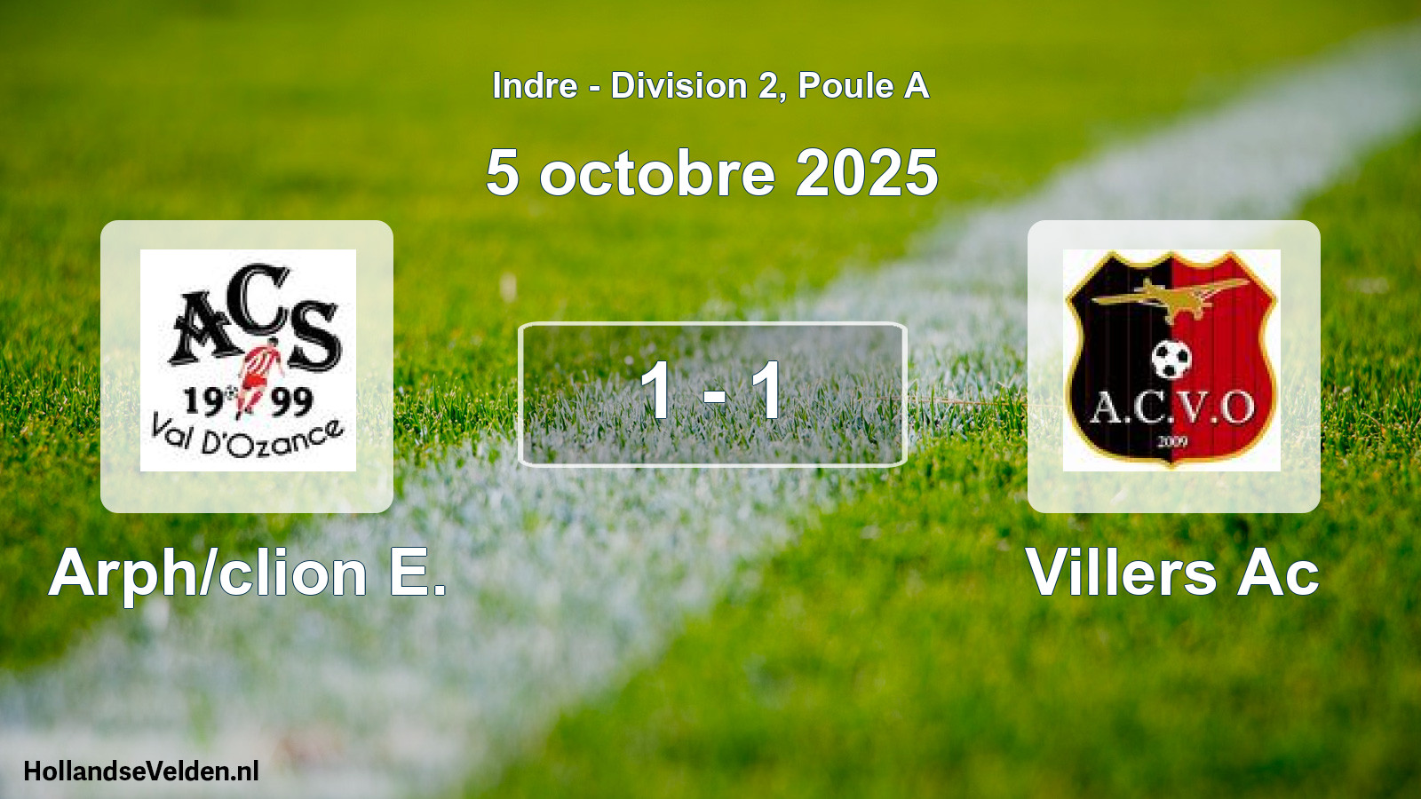 Total number of matches played: Arph/clion E. - Villers Ac 1 - 1 (5 October 2025)