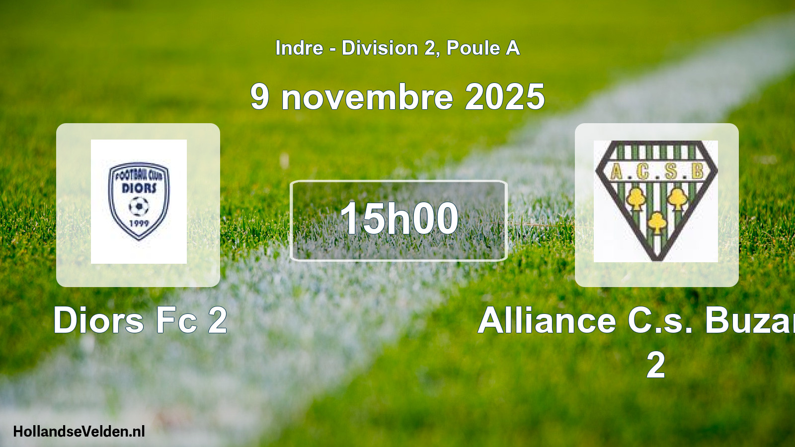 Geplande wedstrijd: Diors Fc 2 - Alliance C.s. Buzanc 2 (9 november 2025)