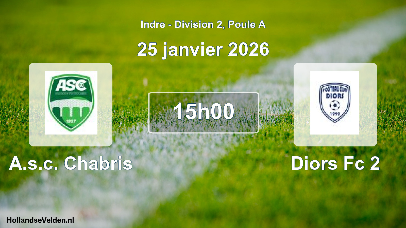 Scheduled Match: A.s.c. Chabris - Diors Fc 2 (25 January 2026)