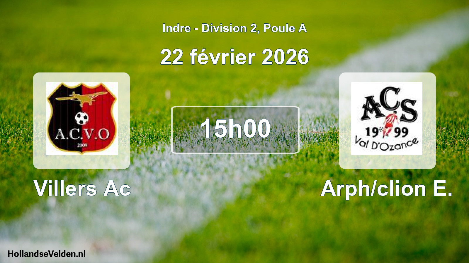 Geplande wedstrijd: Villers Ac - Arph/clion E. (22 février 2026)
