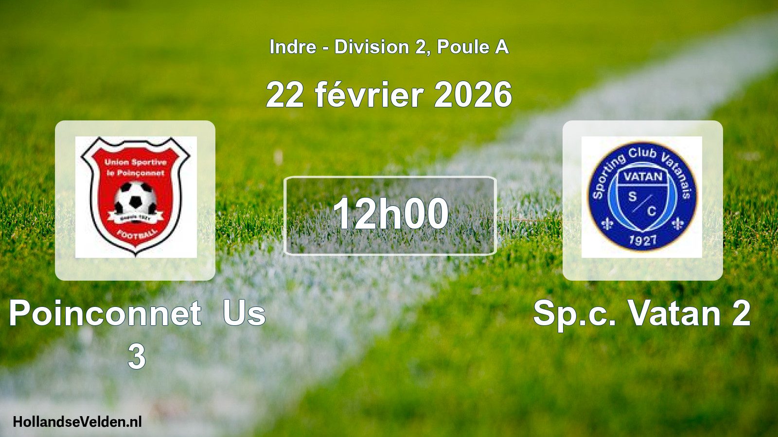 Geplande wedstrijd: Poinconnet Us 3 - Sp.c. Vatan 2 (22 février 2026)