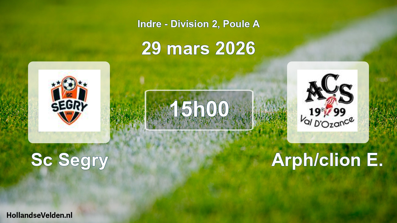Geplande wedstrijd: Sc Segry - Arph/clion E. (29 mars 2026)