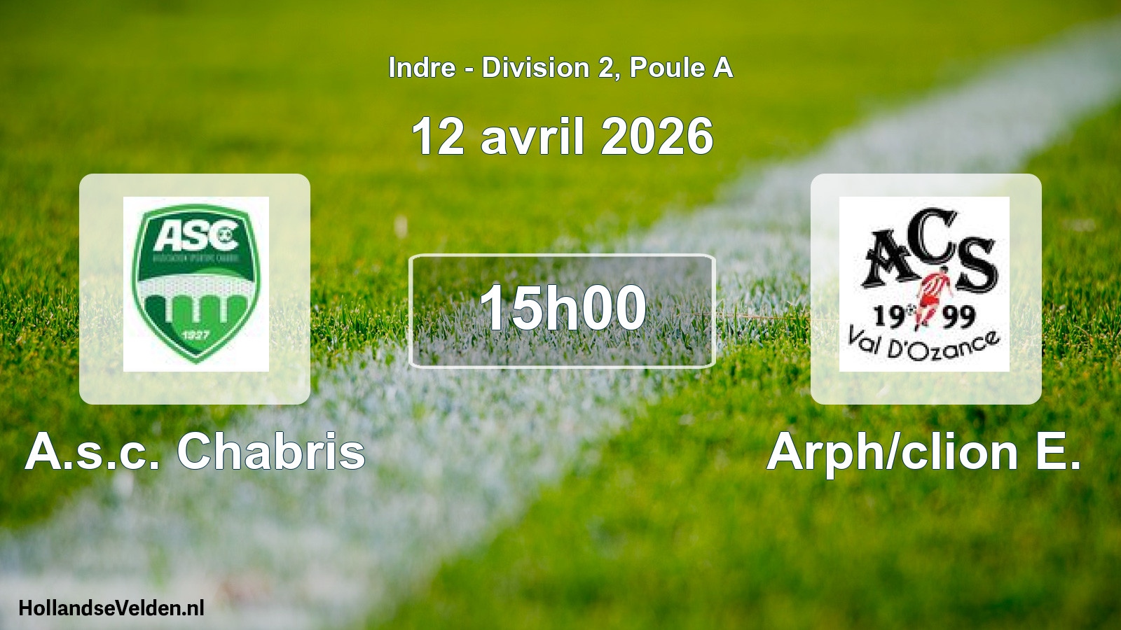Geplande wedstrijd: A.s.c. Chabris - Arph/clion E. (12 avril 2026)