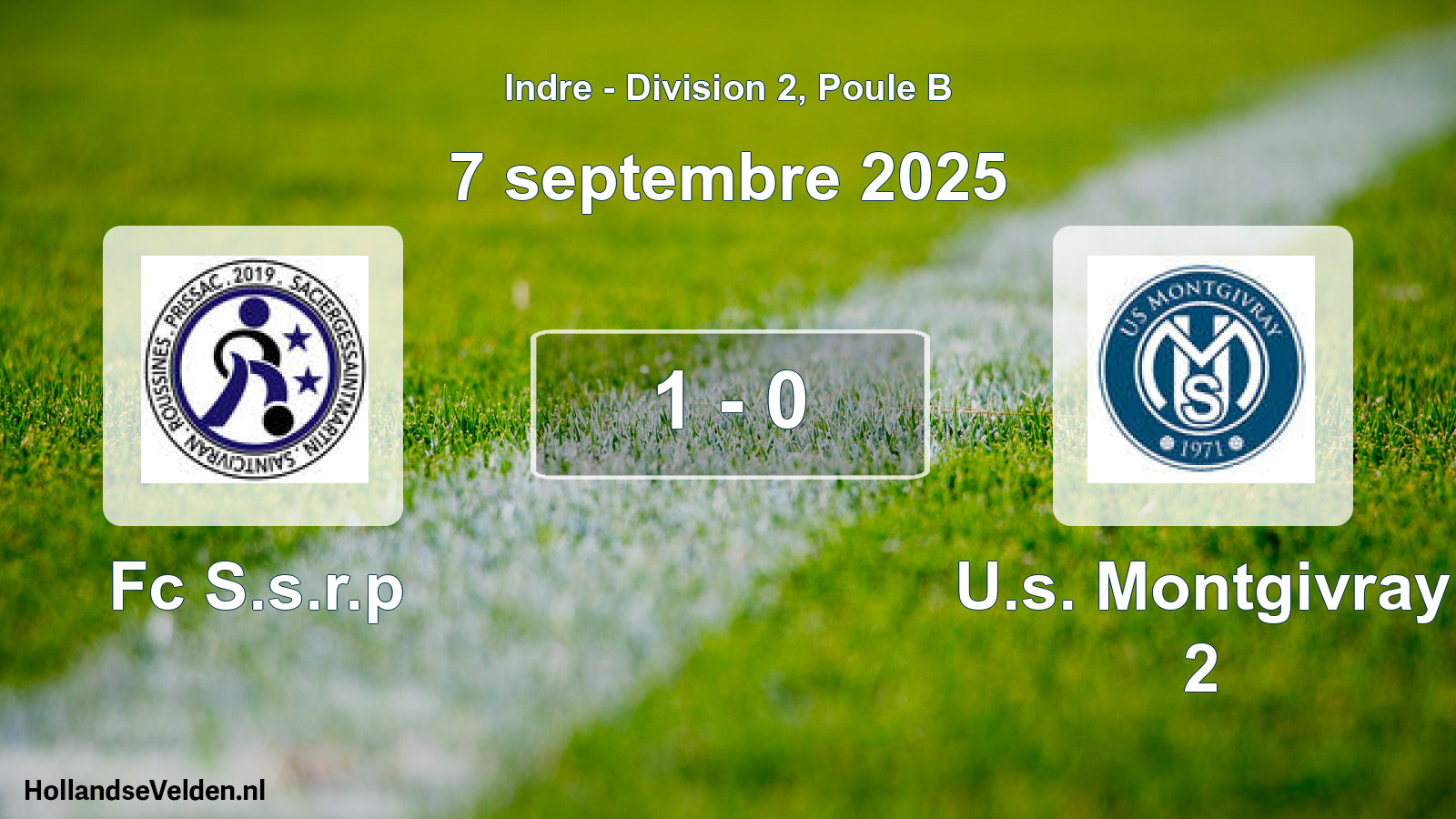 Gespeelde wedstrijd: Fc S.s.r.p - U.s. Montgivray 2 1 - 0 (7 septembre 2025)
