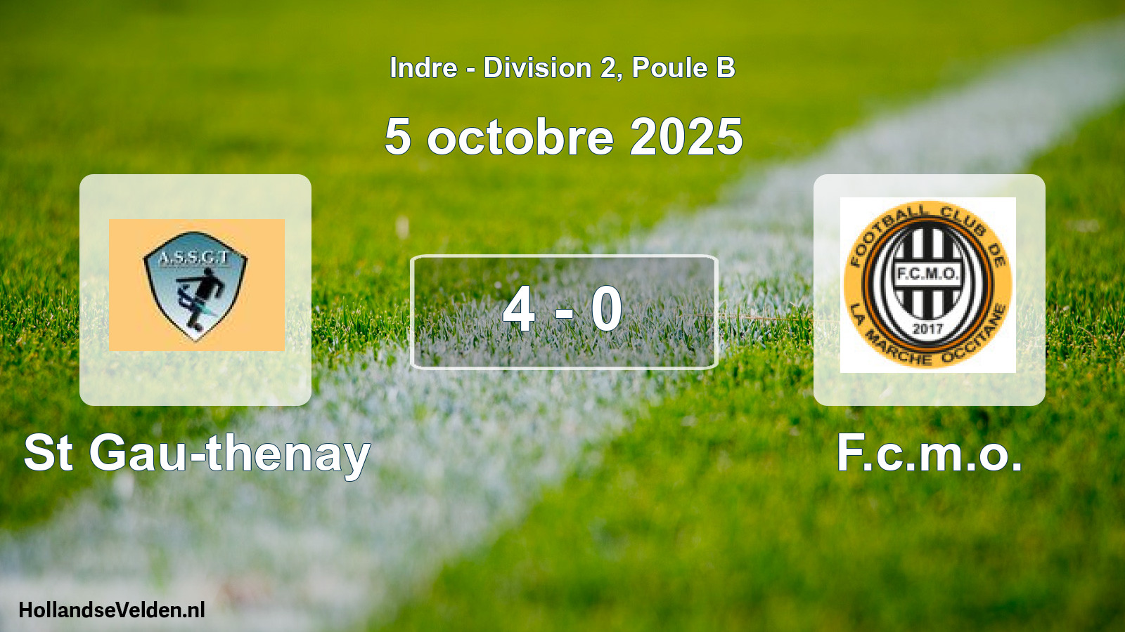 Total number of matches played: St Gau-thenay - F.c.m.o. 4 - 0 (5 October 2025)