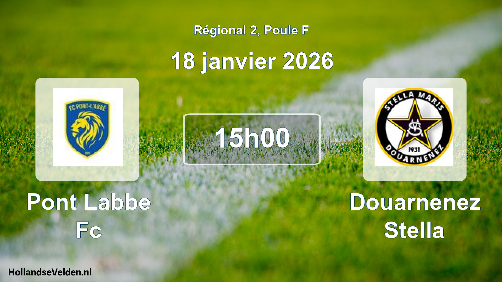 Geplande wedstrijd: Pont Labbe Fc - Douarnenez Stella (18 janvier 2026)