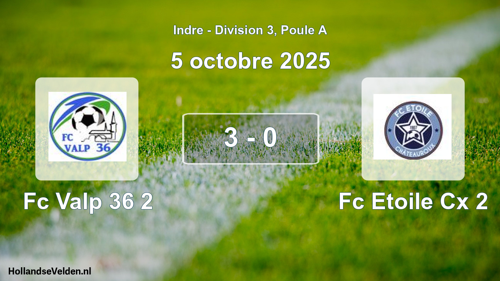 Gespeelde wedstrijd: Fc Valp 36 2 - Fc Etoile Cx 2 3 - 0 (5 octobre 2025)