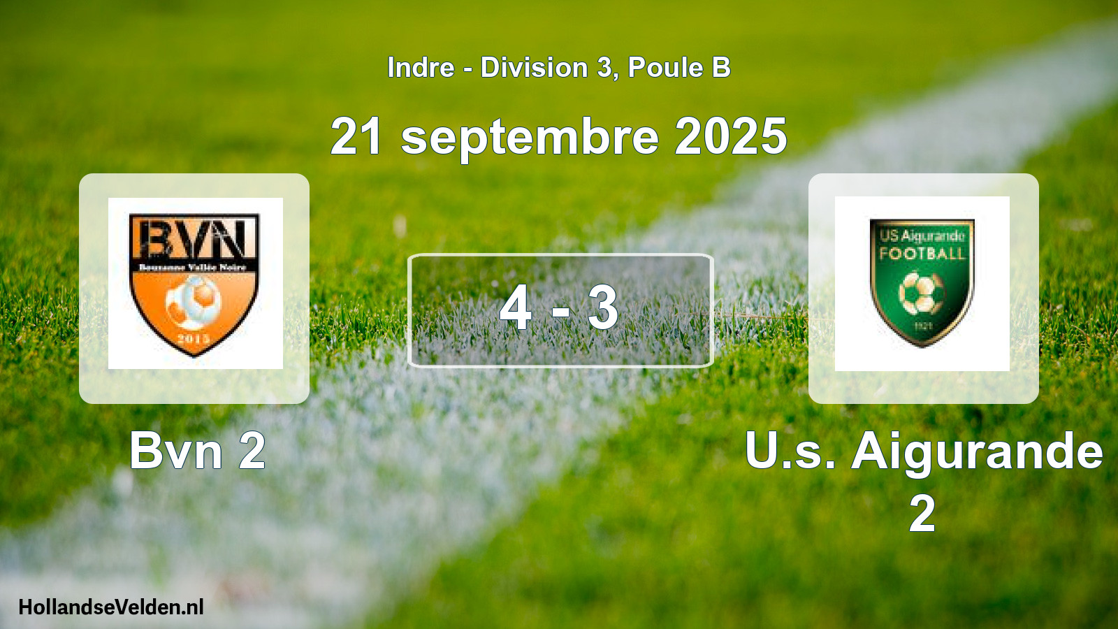 Gespeelde wedstrijd: Bvn 2 - U.s. Aigurande 2 4 - 3 (21 september 2025)
