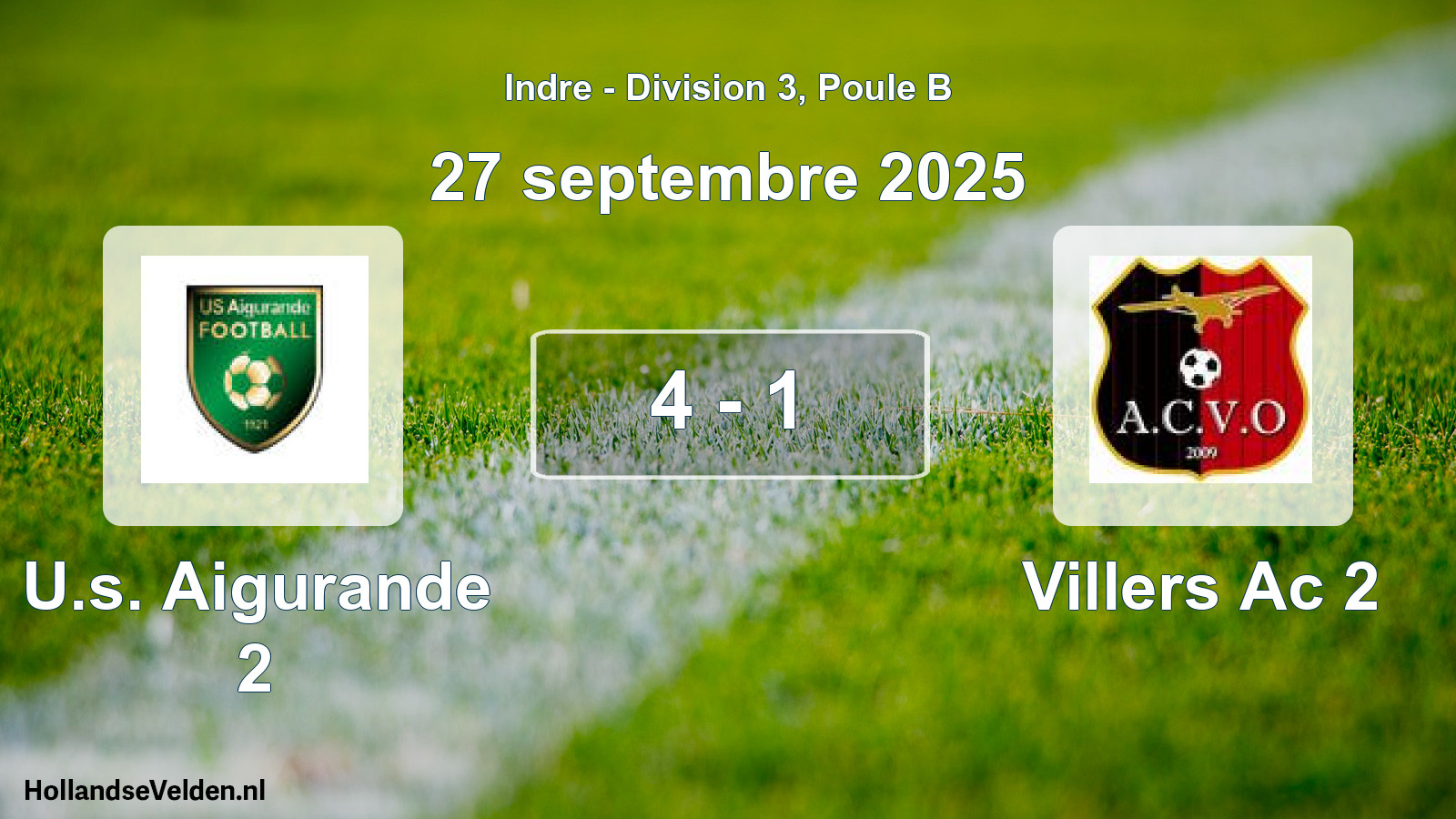 Gespeelde wedstrijd: U.s. Aigurande 2 - Villers Ac 2 4 - 1 (27 septembre 2025)
