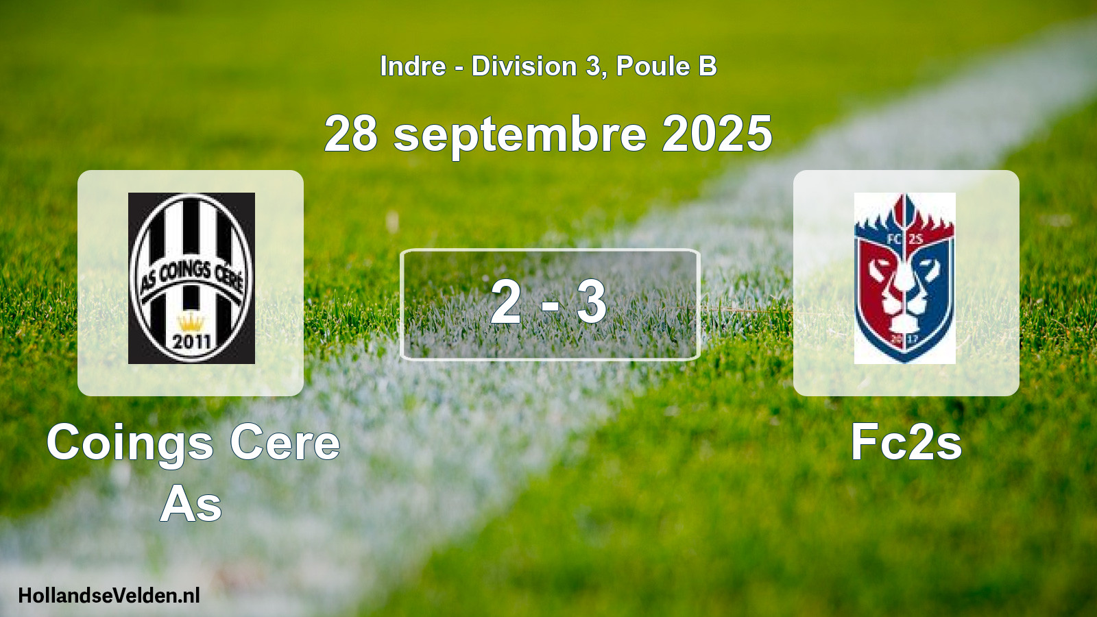 Total number of matches played: Coings Cere As - Fc2s 2 - 3 (28 September 2025)