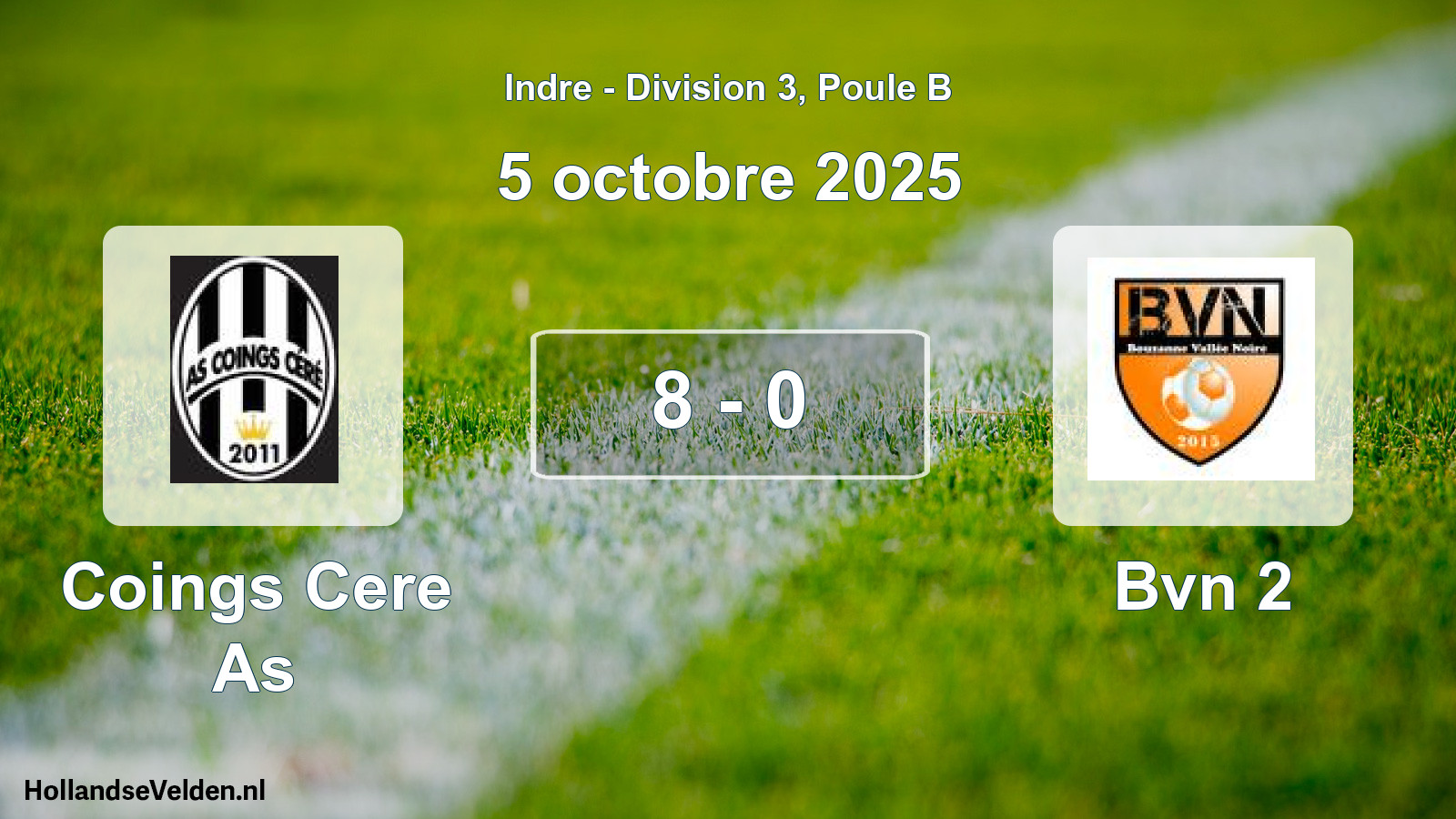 Gespeelde wedstrijd: Coings Cere As - Bvn 2 8 - 0 (5 oktober 2025)