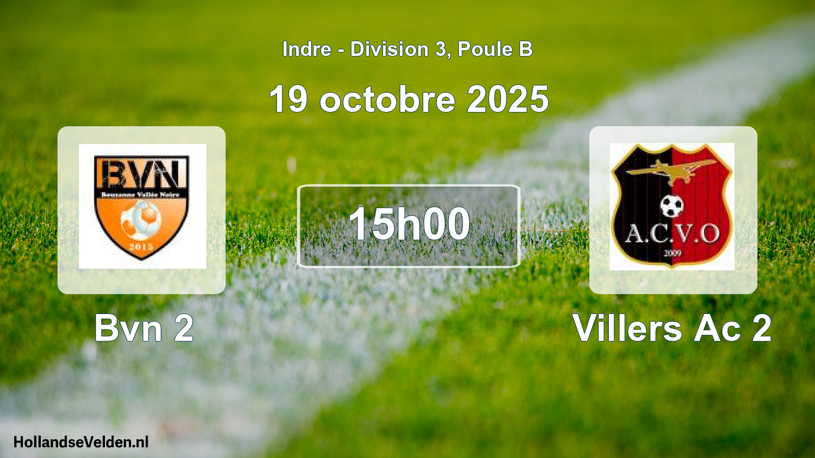 Geplande wedstrijd: Bvn 2 - Villers Ac 2 (19 octobre 2025)