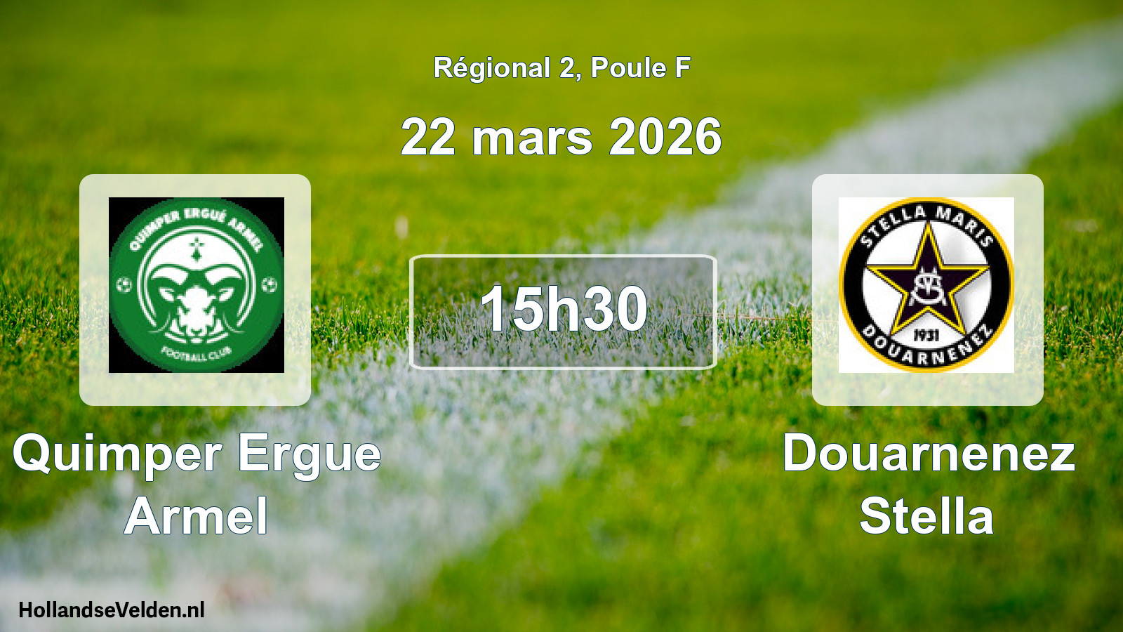 Geplande wedstrijd: Quimper Ergue Armel - Douarnenez Stella (22 maart 2026)