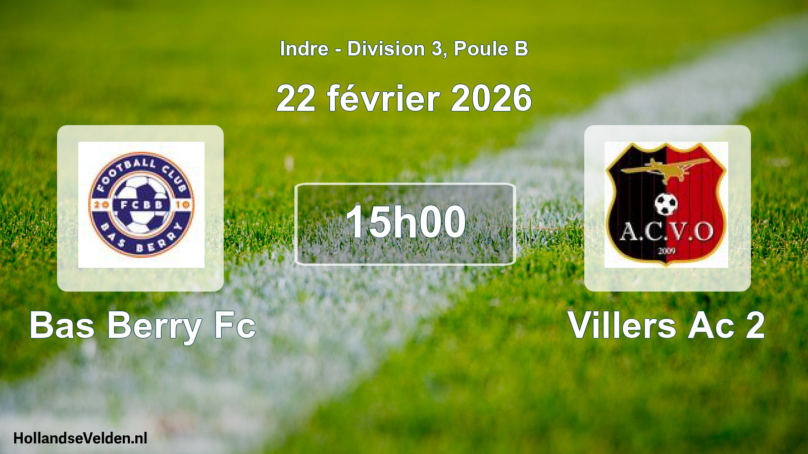 Geplande wedstrijd: Bas Berry Fc - Villers Ac 2 (22 februari 2026)