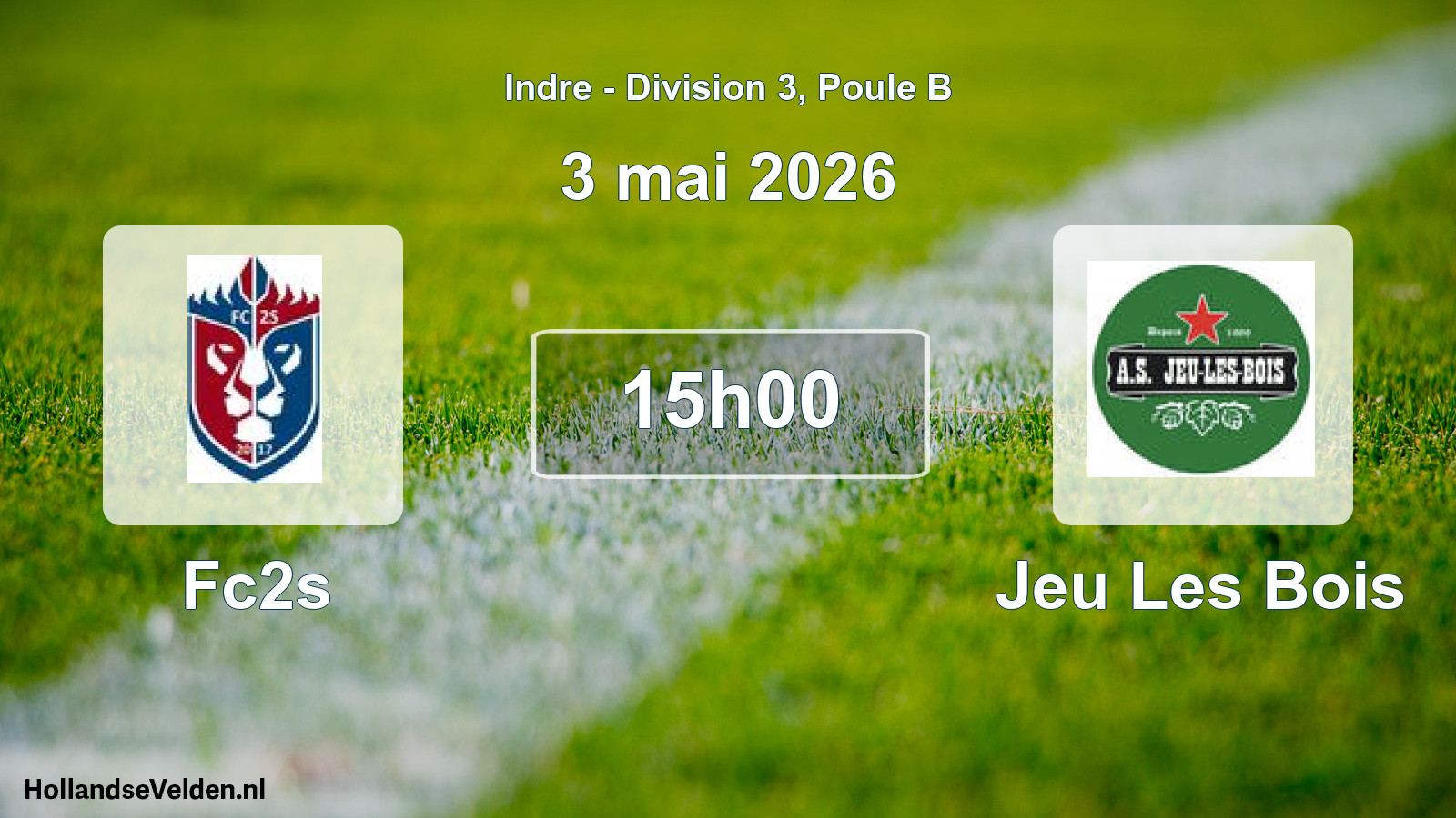 Geplande wedstrijd: Fc2s - Jeu Les Bois (3 mai 2026)