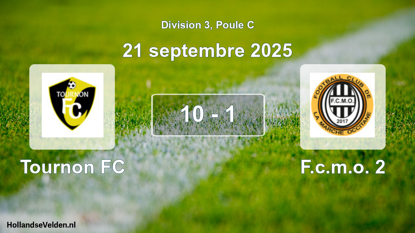 Total number of matches played: Tournon FC - F.c.m.o. 2 10 - 1 (21 September 2025)