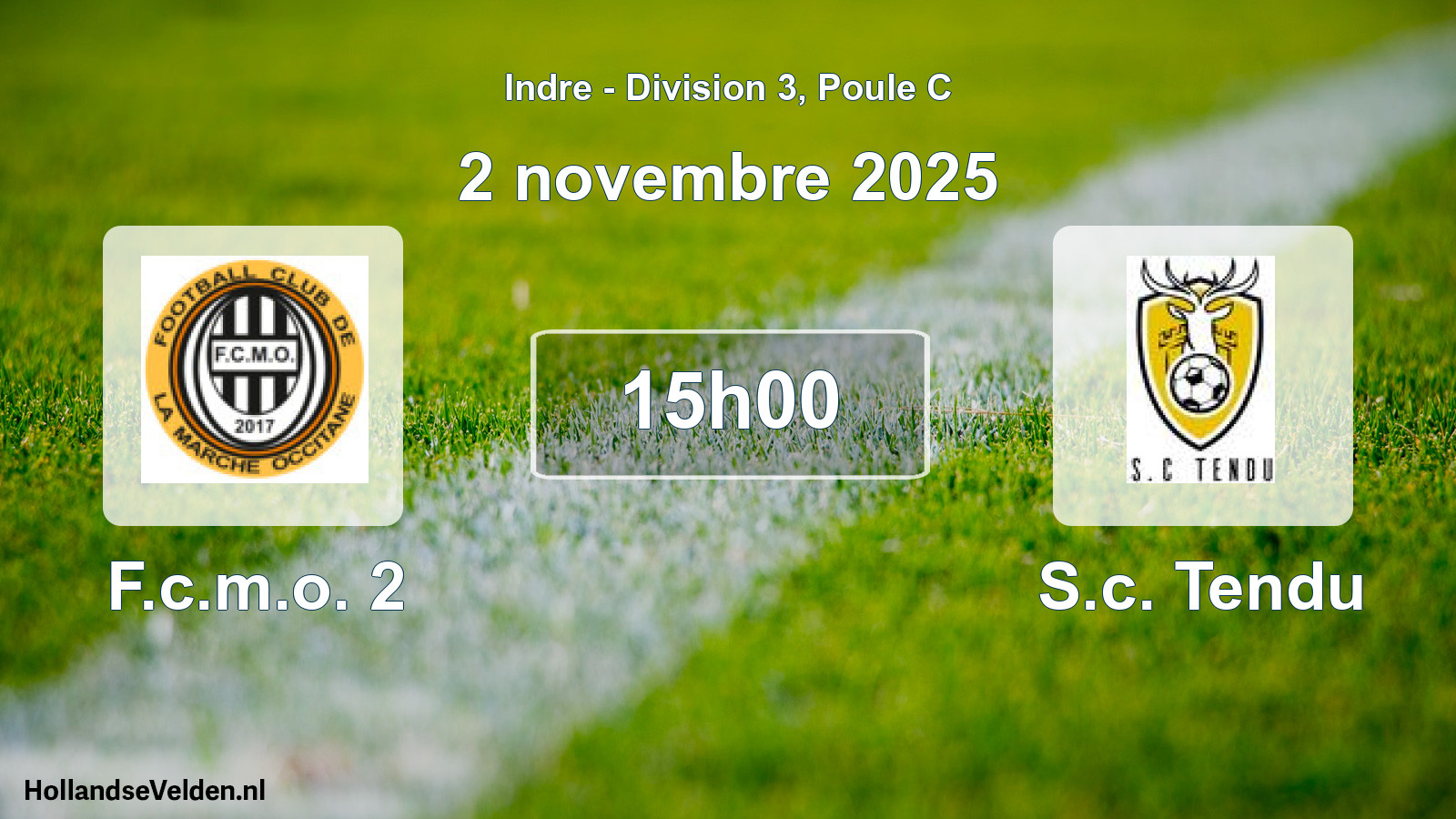 Geplande wedstrijd: F.c.m.o. 2 - S.c. Tendu (2 november 2025)