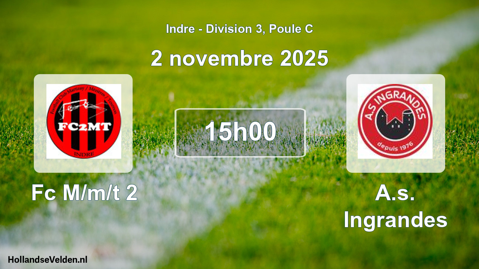 Geplande wedstrijd: Fc M/m/t 2 - A.s. Ingrandes (2 novembre 2025)