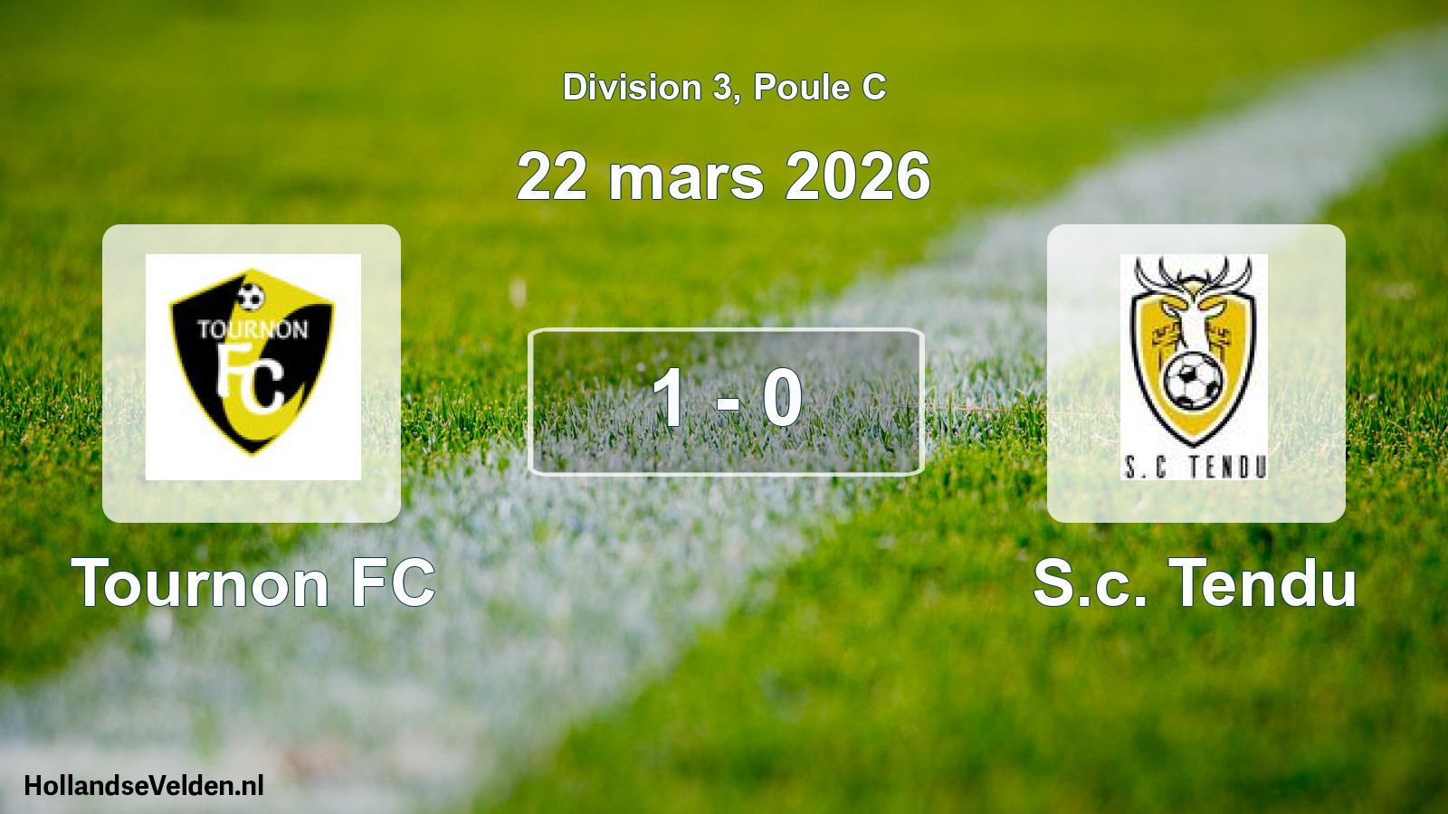 Total number of matches played: Tournon FC - S.c. Tendu 1 - 0 (22 March 2026)