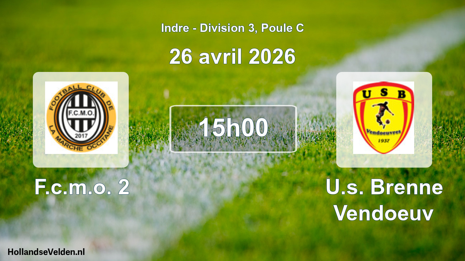 Scheduled Match: F.c.m.o. 2 - U.s. Brenne Vendoeuv (26 April 2026)