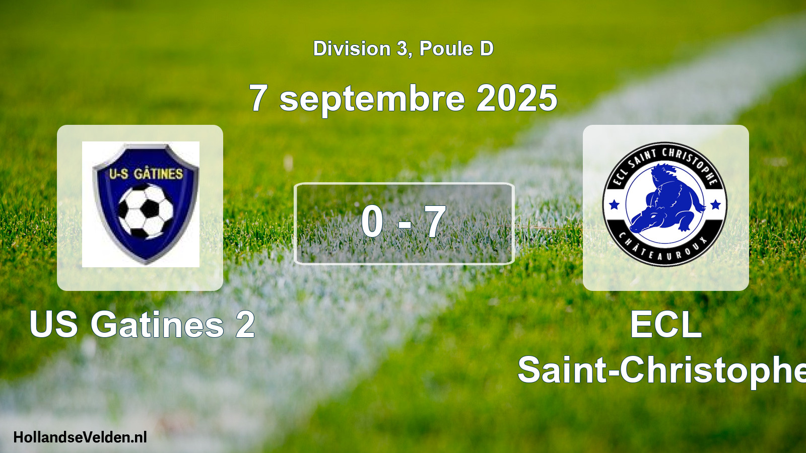 Gespeelde wedstrijd: US Gatines 2 - ECL Saint-Christophe 0 - 7 (7 september 2025)