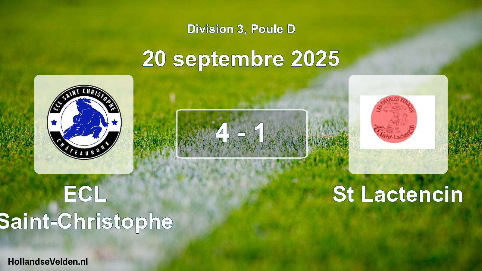 Gespeelde wedstrijd: ECL Saint-Christophe - St Lactencin 4 - 1 (20 september 2025)