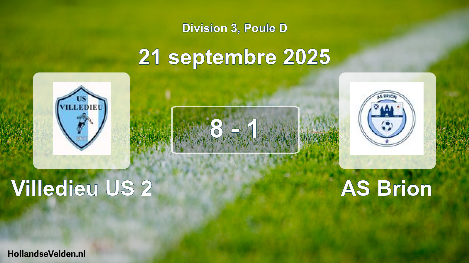 Match joué: Villedieu US 2 - AS Brion 8 - 1 (21 septembre 2025)