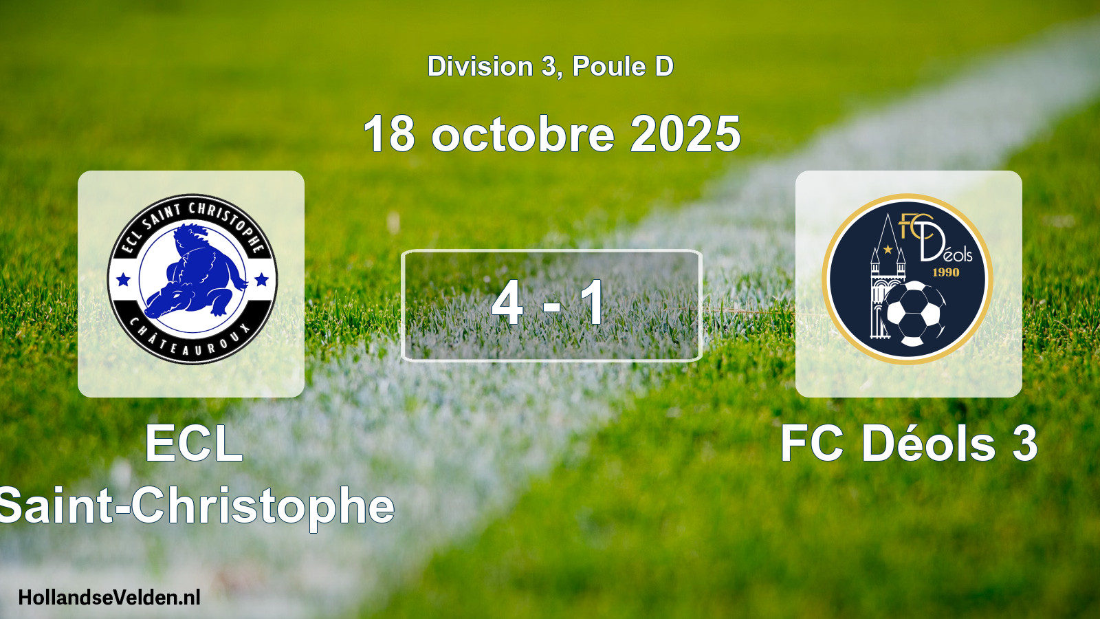 Gespeelde wedstrijd: ECL Saint-Christophe - FC Déols 3 4 - 1 (18 oktober 2025)