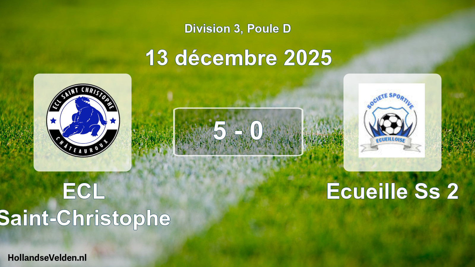 Gespeelde wedstrijd: ECL Saint-Christophe - Ecueille Ss 2 5 - 0 (13 december 2025)
