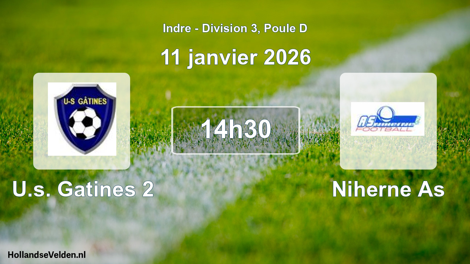 Geplande wedstrijd: U.s. Gatines 2 - Niherne As (11 januari 2026)