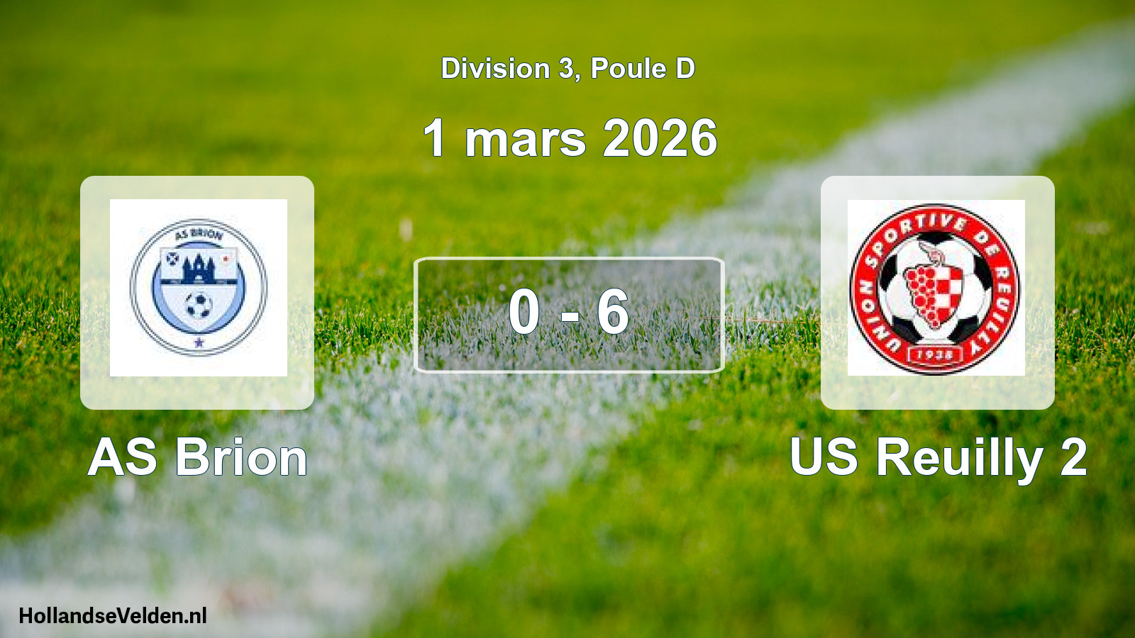 Gespeelde wedstrijd: AS Brion - US Reuilly 2 0 - 6 (1 maart 2026)