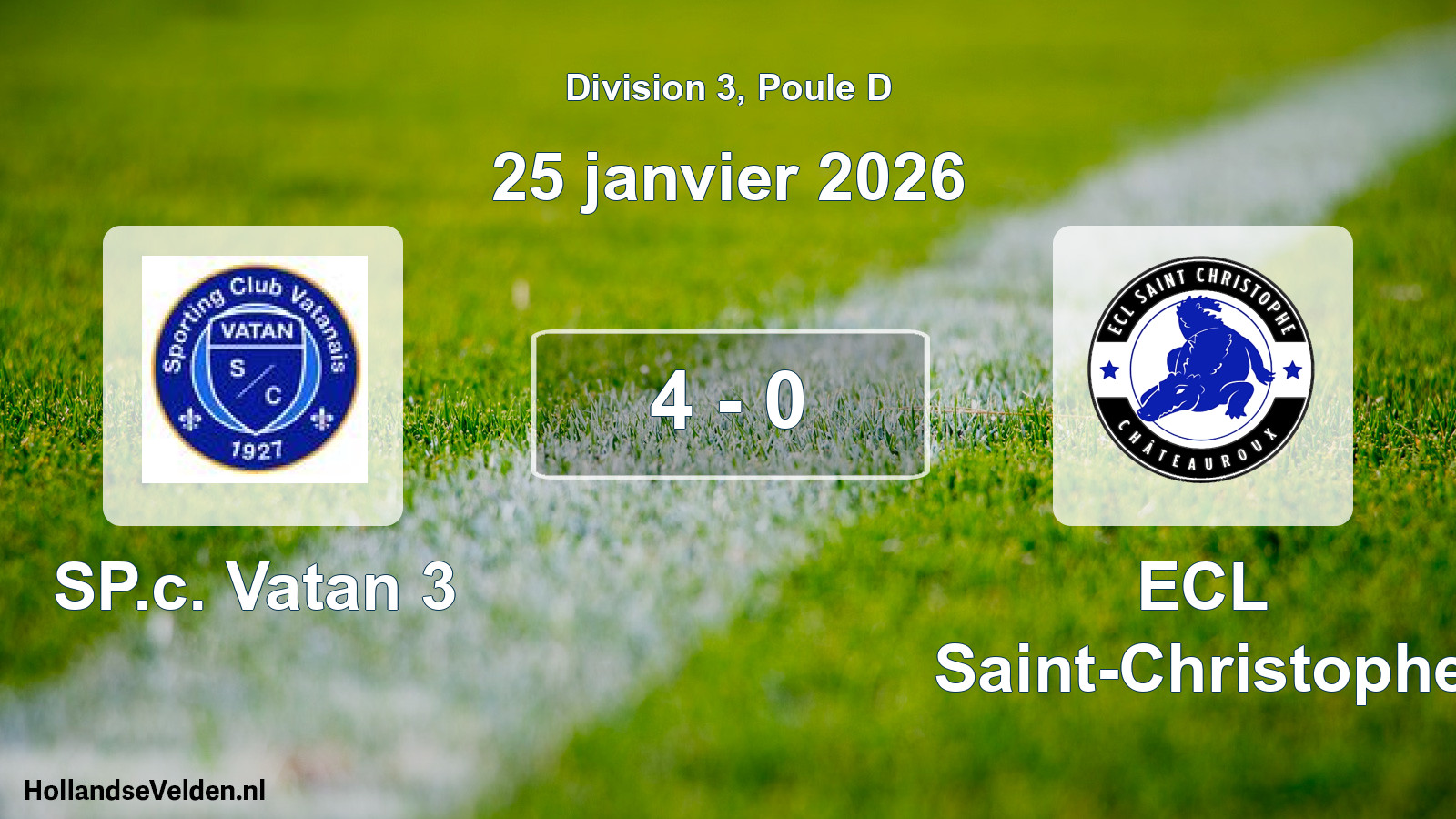 Match joué: SP.c. Vatan 3 - ECL Saint-Christophe 4 - 0 (25 janvier 2026)