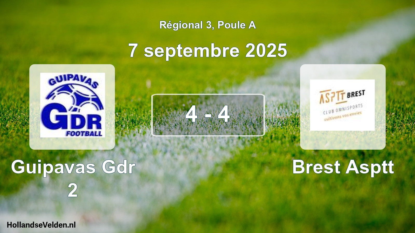 Gespeelde wedstrijd: Guipavas Gdr 2 - Brest Asptt 4 - 4 (7 septembre 2025)