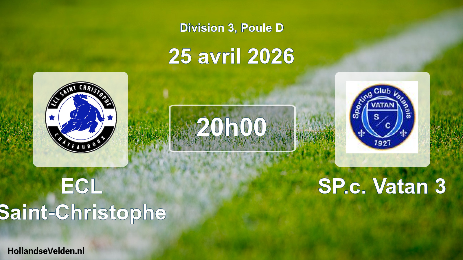 Geplande wedstrijd: ECL Saint-Christophe - SP.c. Vatan 3 (25 april 2026)