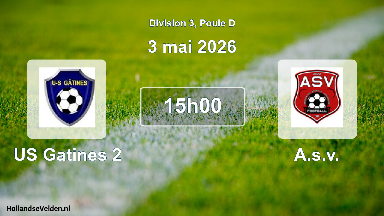 Geplande wedstrijd: US Gatines 2 - A.s.v. (3 mei 2026)