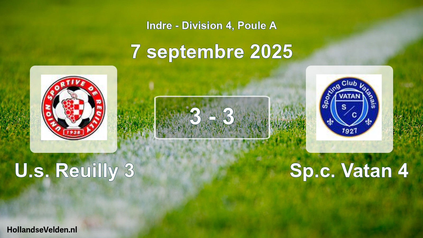 Gespeelde wedstrijd: U.s. Reuilly 3 - Sp.c. Vatan 4 3 - 3 (7 septembre 2025)