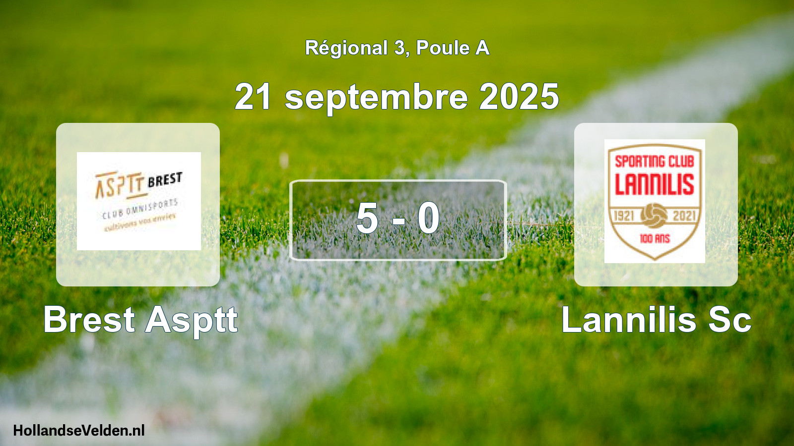 Gespeelde wedstrijd: Brest Asptt - Lannilis Sc 5 - 0 (21 september 2025)