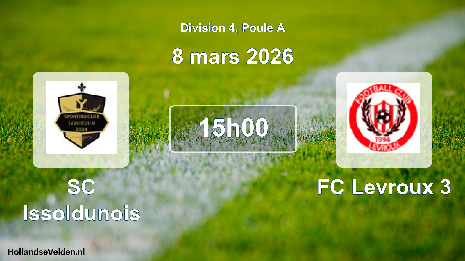 Match programmé: SC Issoldunois - FC Levroux 3 (8 mars 2026)